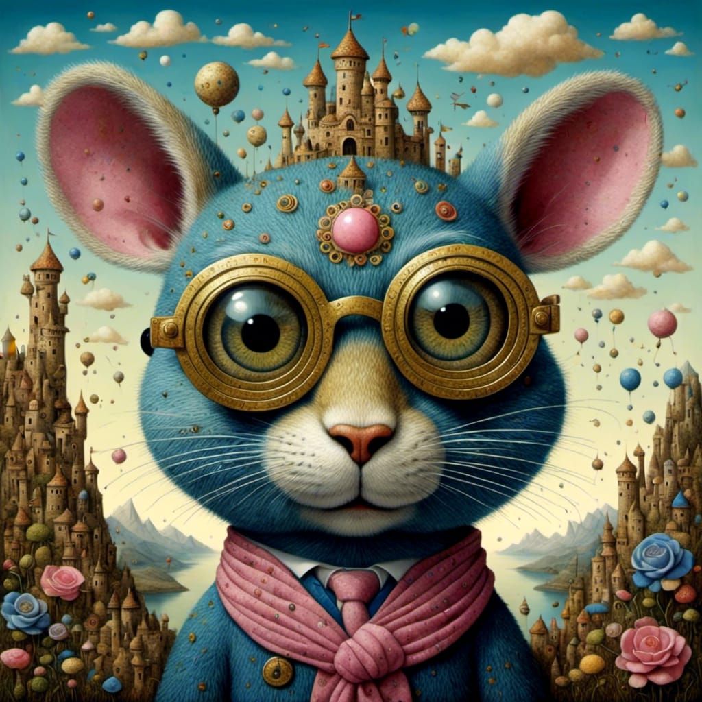 Surreal Pika-Panther Fusion in Naoto Hattori Style