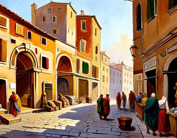 Vibrant Roman Market Scene