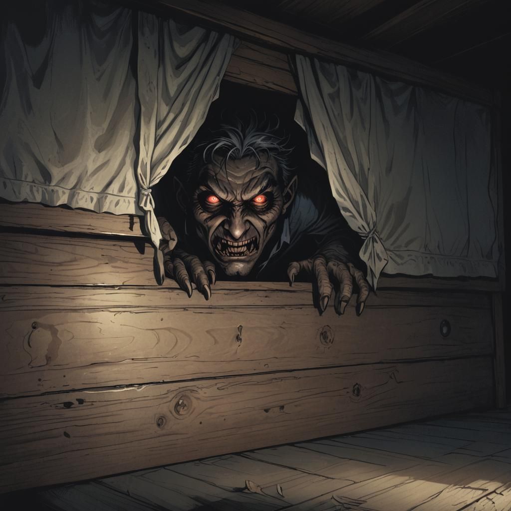 Handsome Monster Man Peek-a-Boo: Dark Fantasy Concept Art