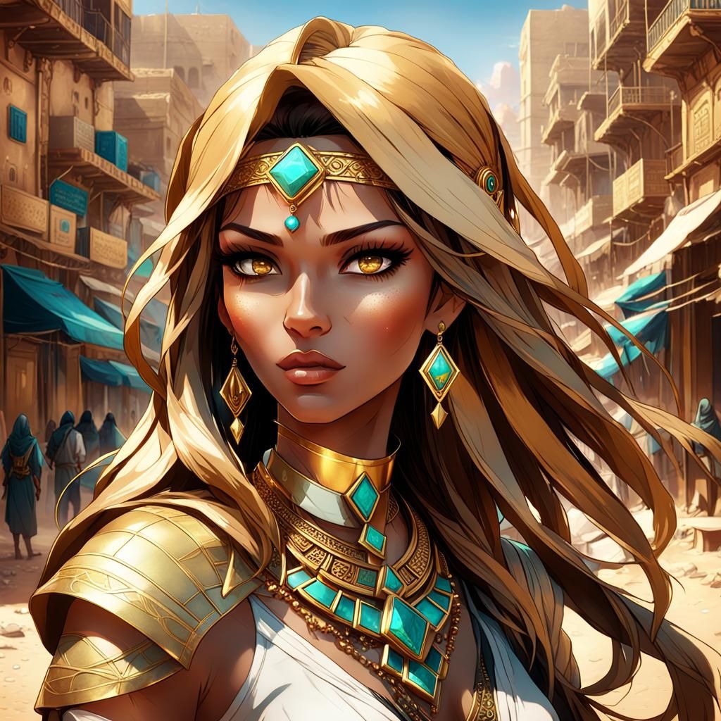 Anime Adventurer in Sahara City, Artgerm Style