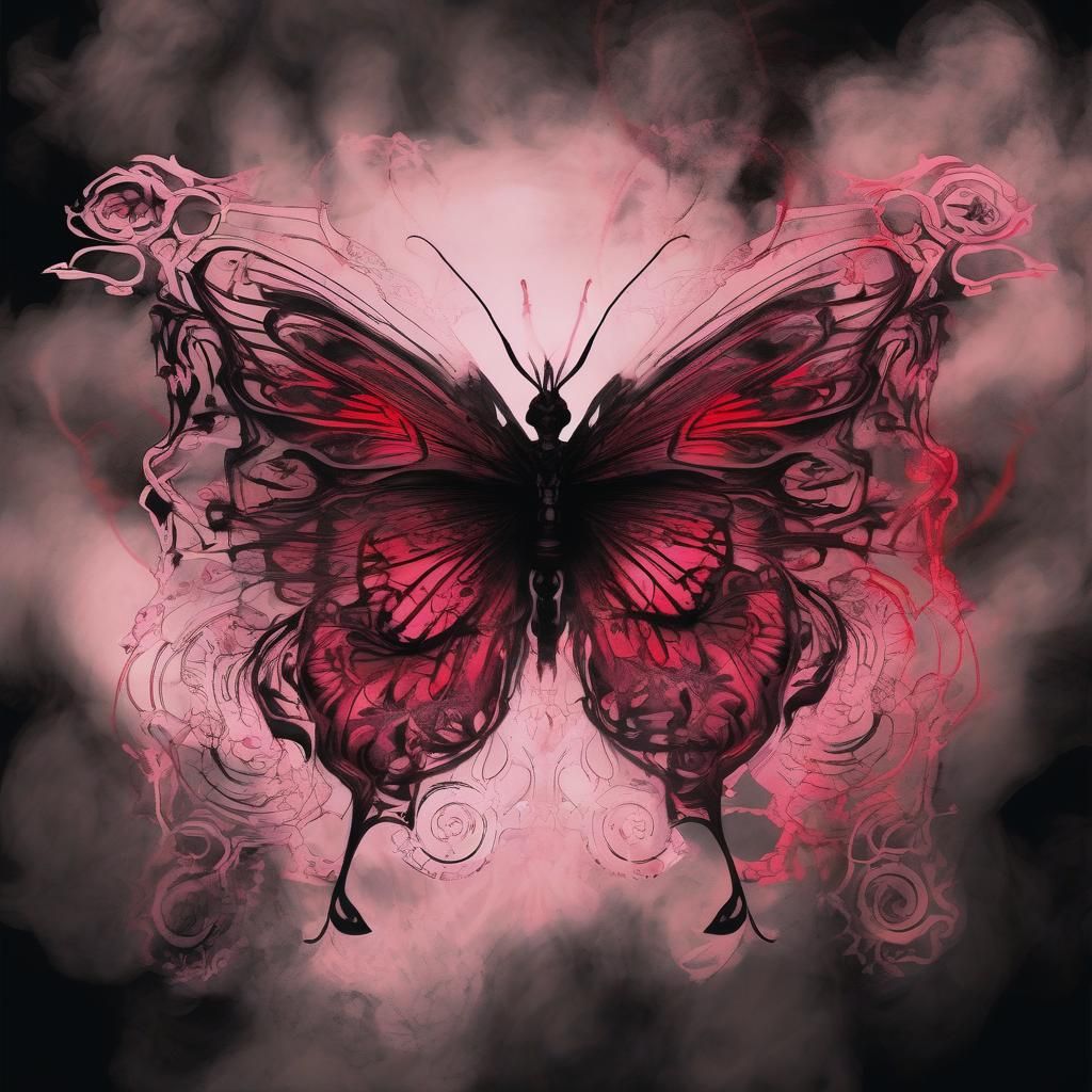 Mythic Butterfly in Dark Fantasy Japanese Ink