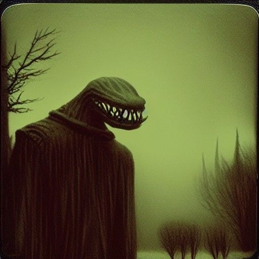 Cryptid Stalks Suburbia: A Retro Horror Polaroid