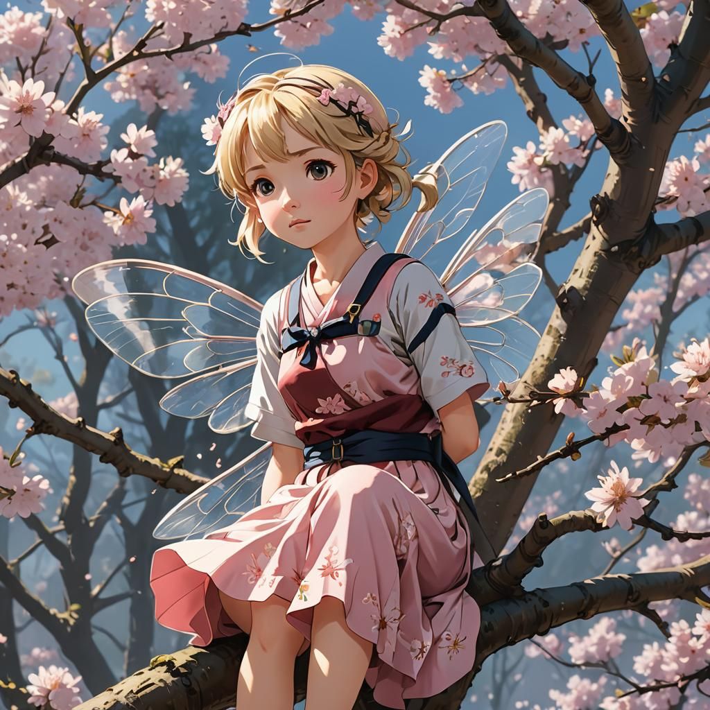 Cherry Blossom Fairy in Anime Style