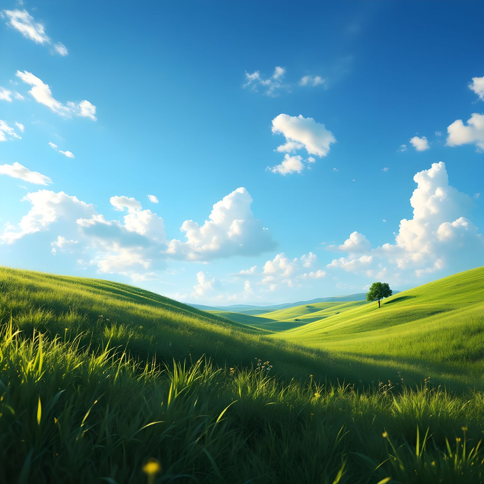 Serene Landscape with Sunlight and Clouds