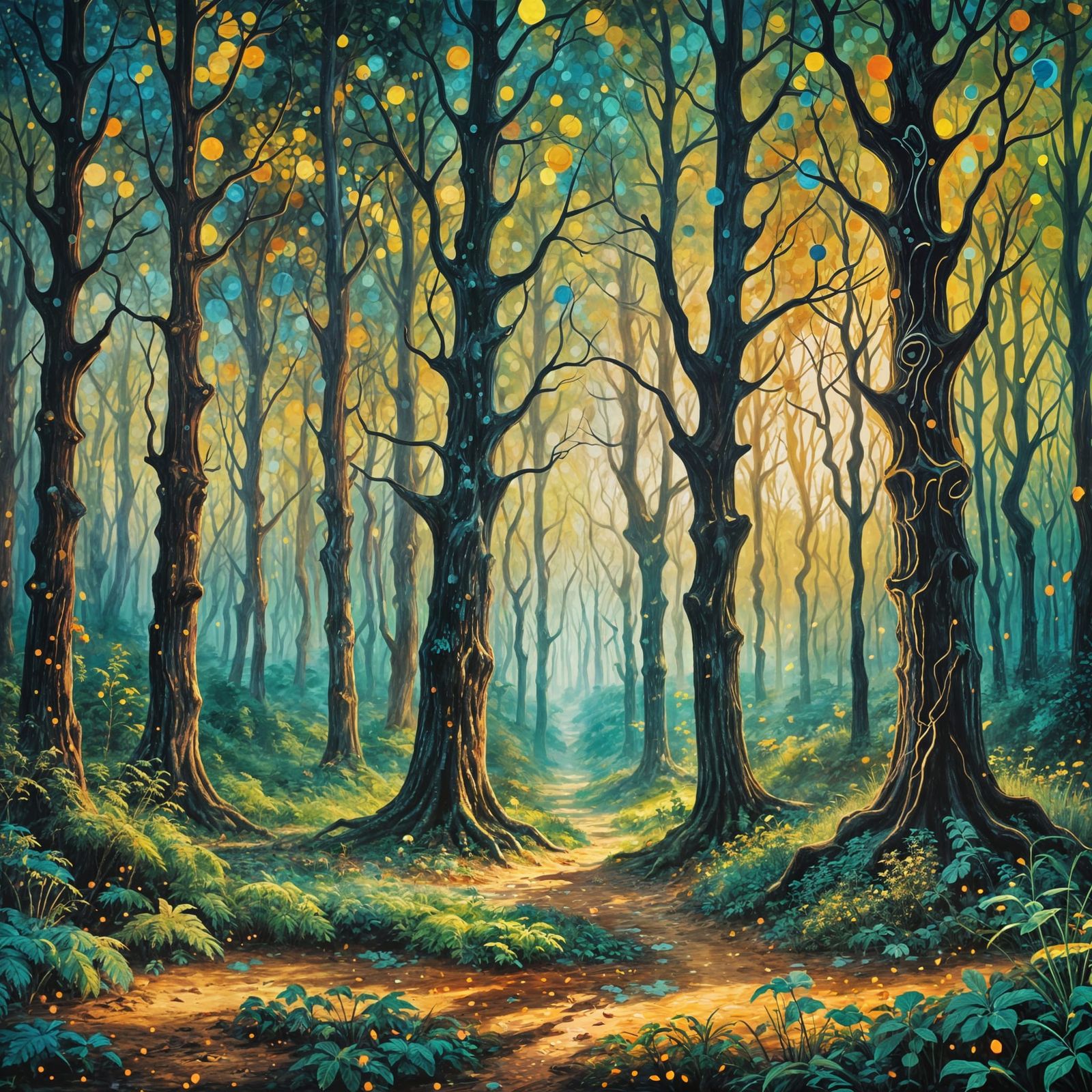 Glittering Forest Landscape: An Enchanted Scene