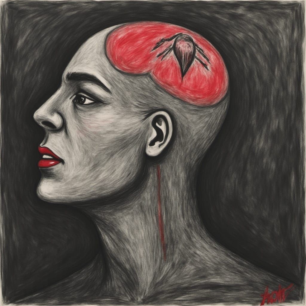Intense Headache in Charcoal Style