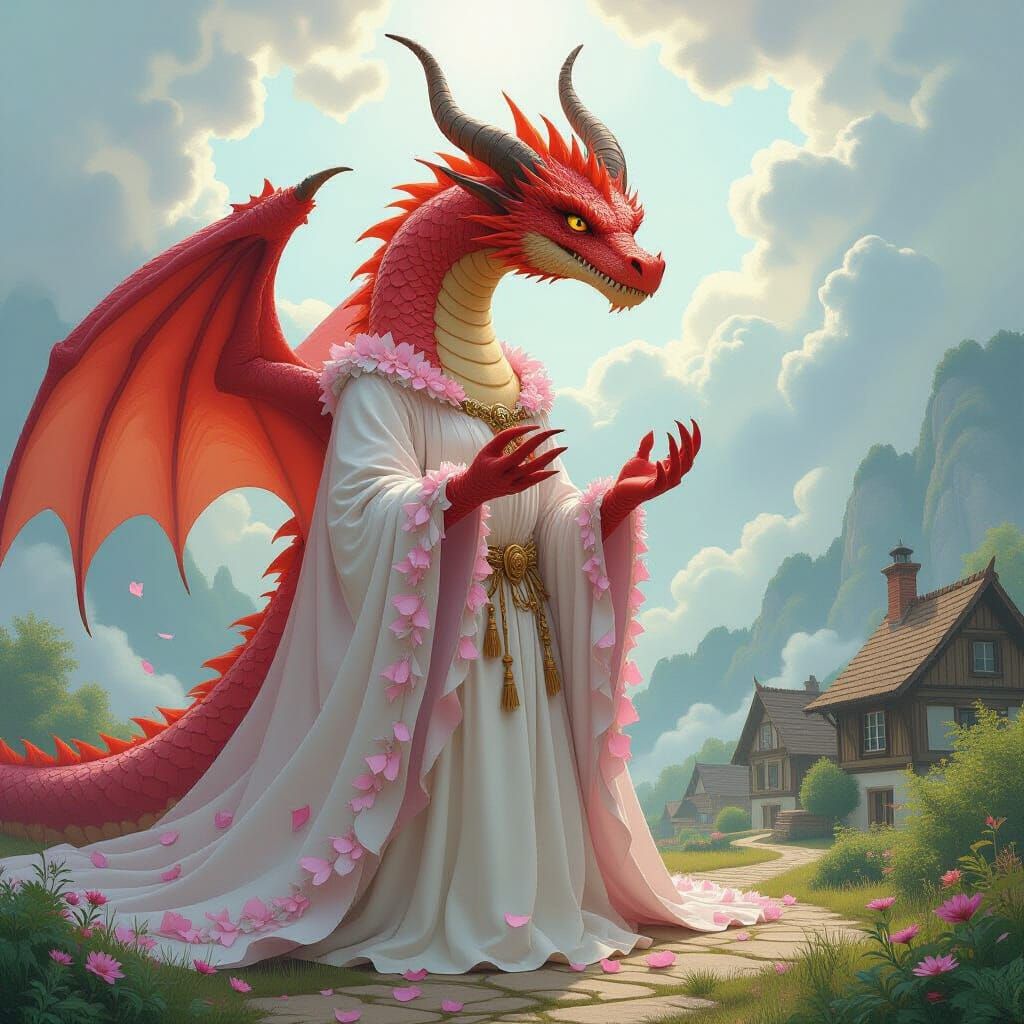 Gentle Dragon Guardian Inspired by Whimsical Digital Art