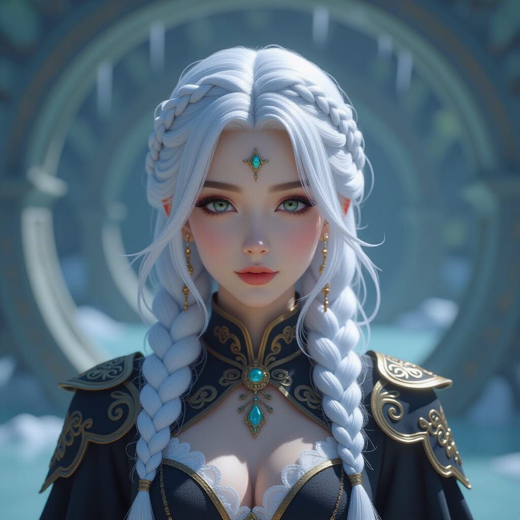 Electrostatic Woman in Surreal Anime Dreamscape