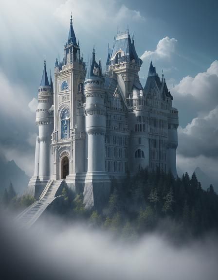 Majestic Eyrie Castle: A Cosmic Masterpiece in 8k