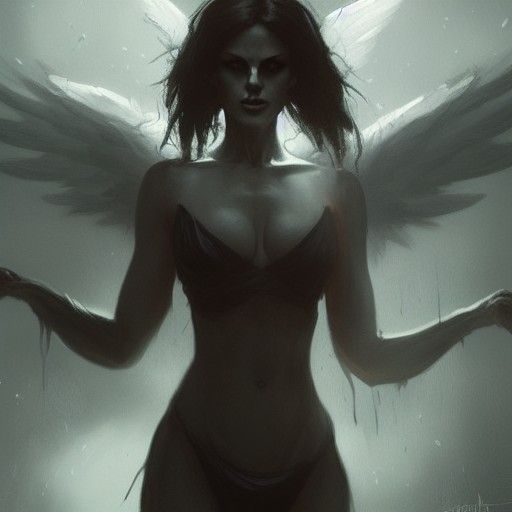 Sinister Evil Angel Woman, Dark Fantasy Art