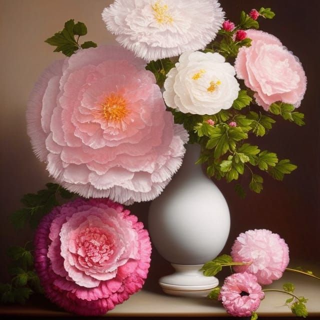 Carnation Still Life in Surreal Ethereal Style