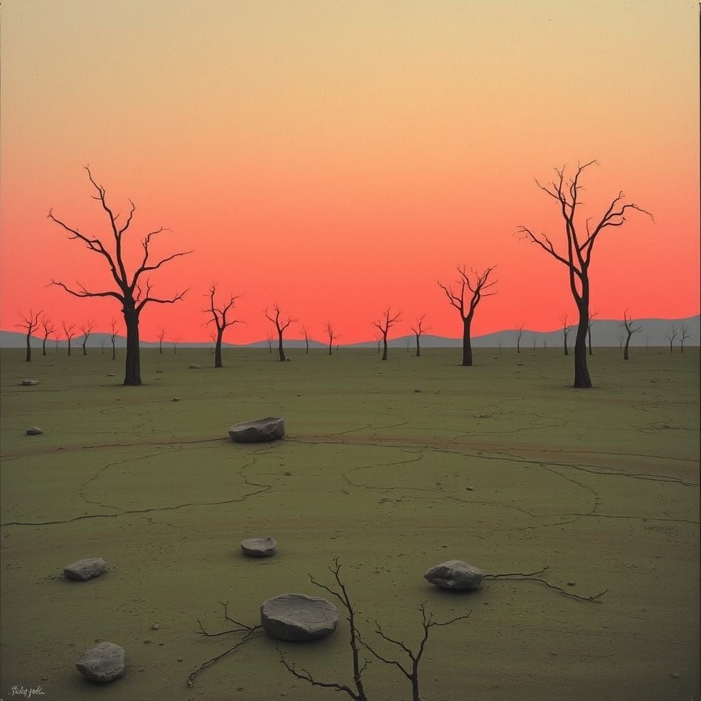 Dystopian Landscape in Surrealist Style