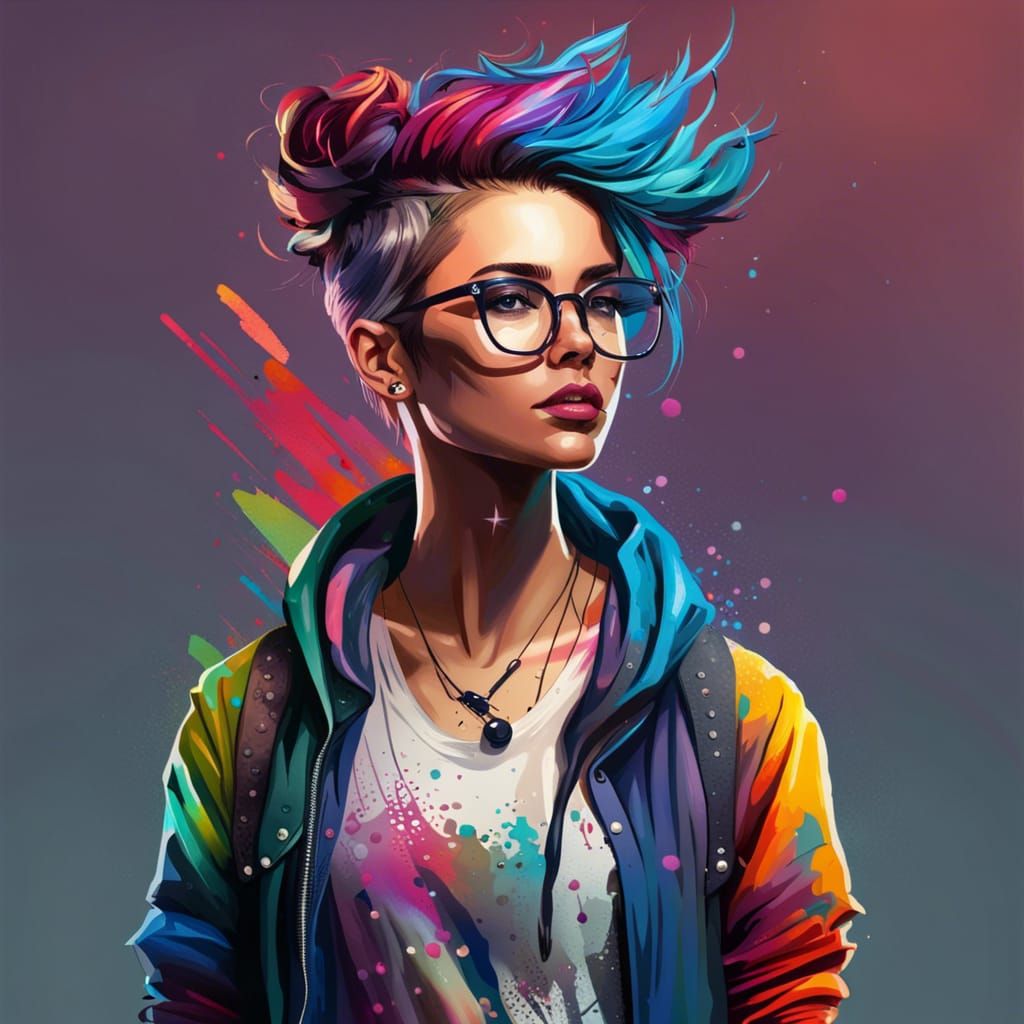 Hipster Female with Cool Hairstyle