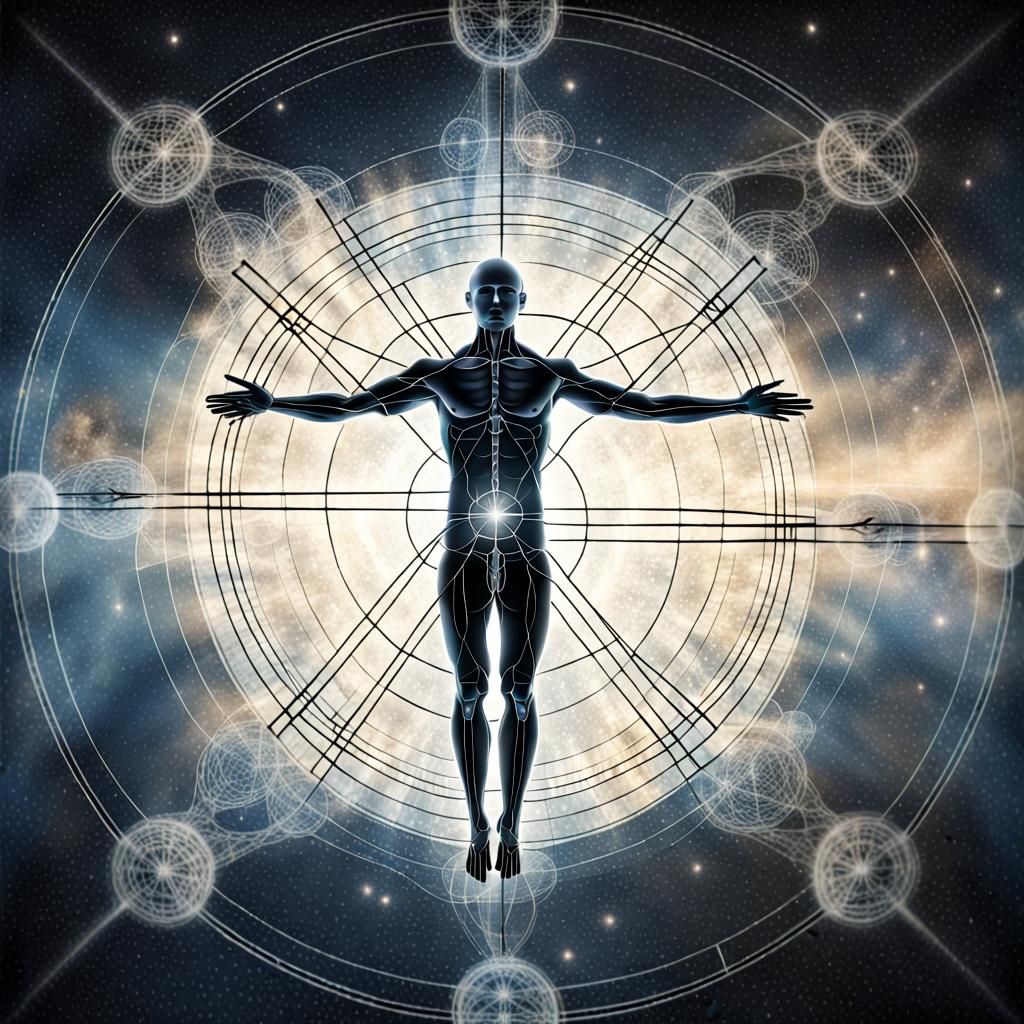 Vitruvian Man in a Liminal Space