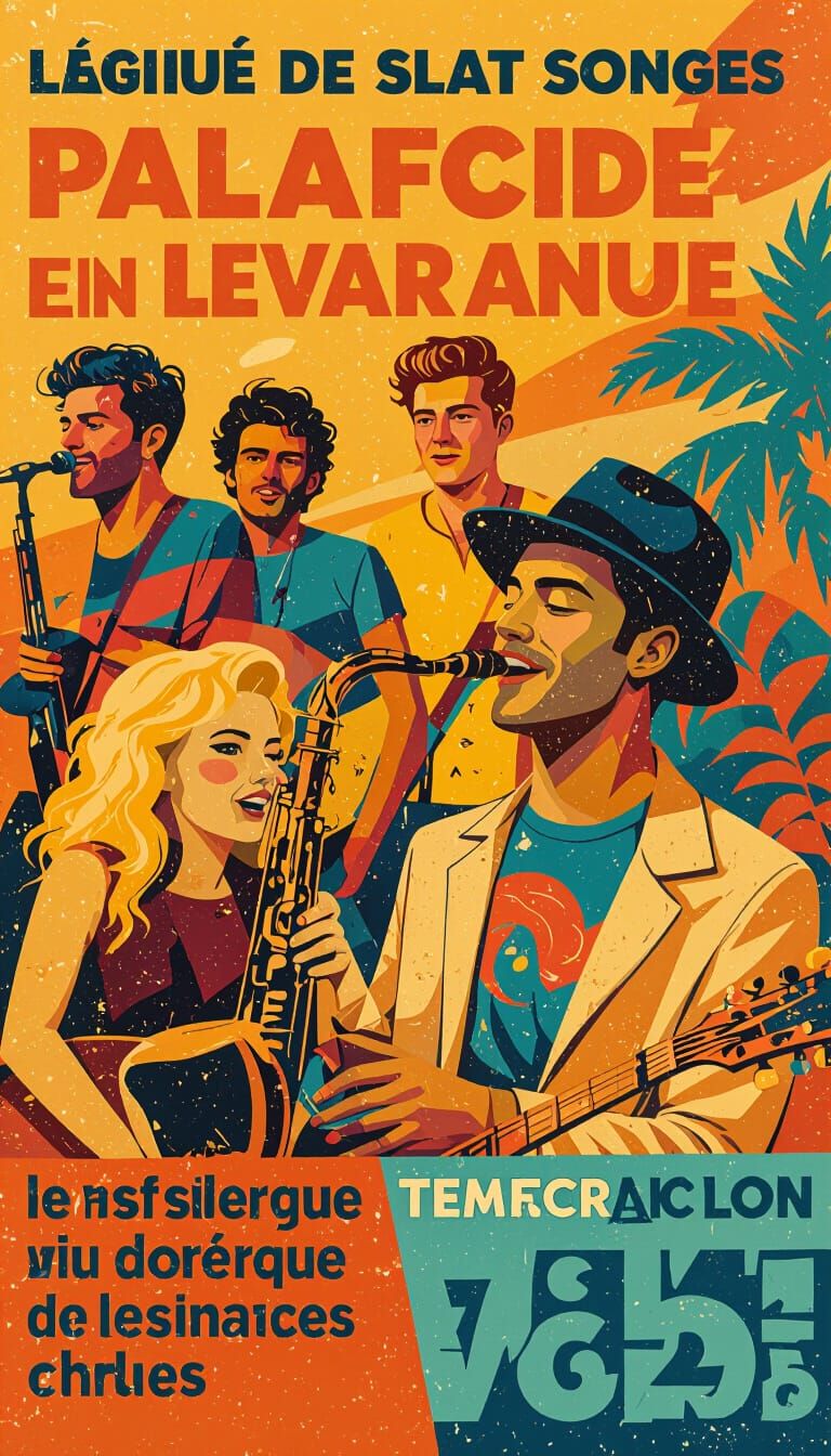 Retro Music Festival Poster with Painted Illustration