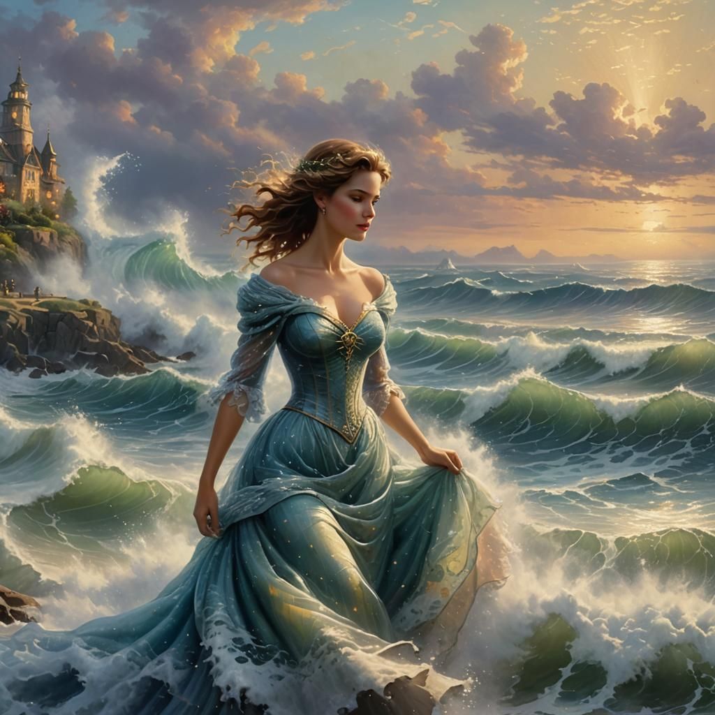 Ethereal Wave Dress: A Fantasy Art Piece