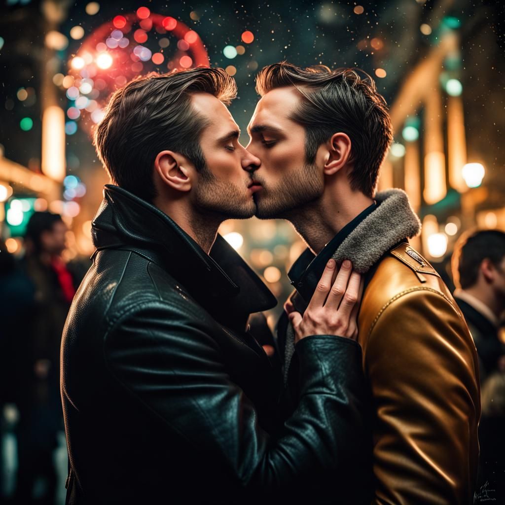 New Year's Kiss: Hyperrealistic Comic Book Art