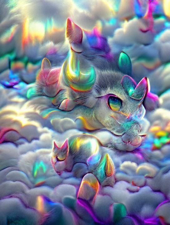 Holographic Unicorn Cat in Pastel Dreamland