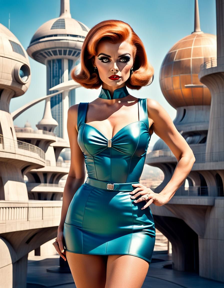 Retro Sci-Fi Pinup Girl in Fantasy Art Style