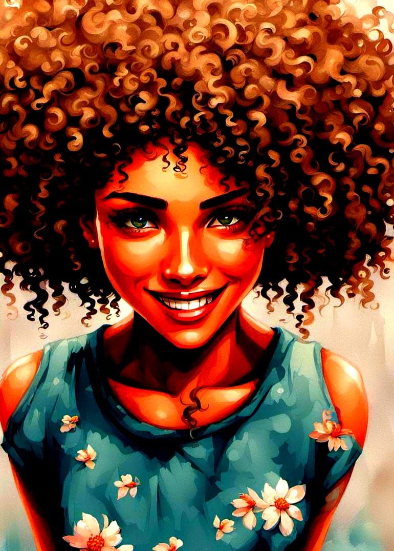 Animated Girl with Curly Hair
