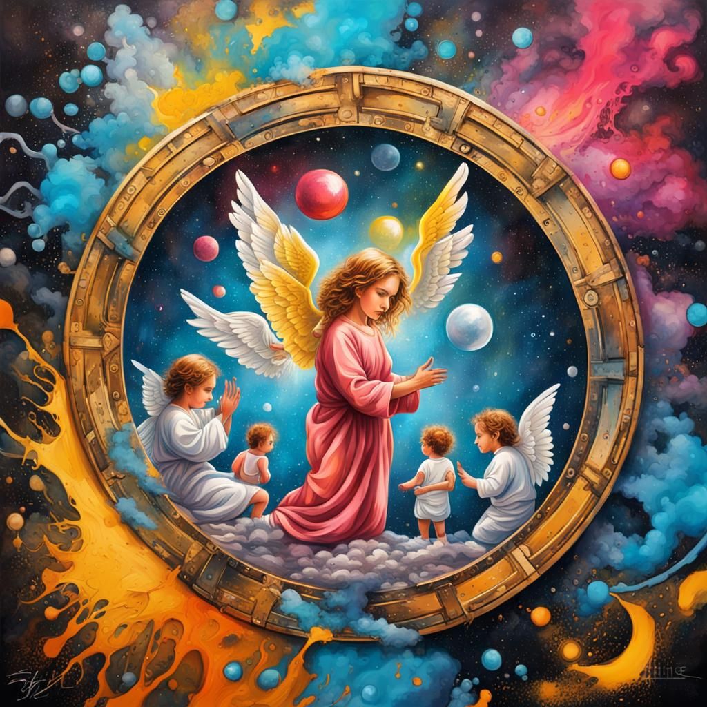 Gemini Angels in Graffiti Horoscope Circle