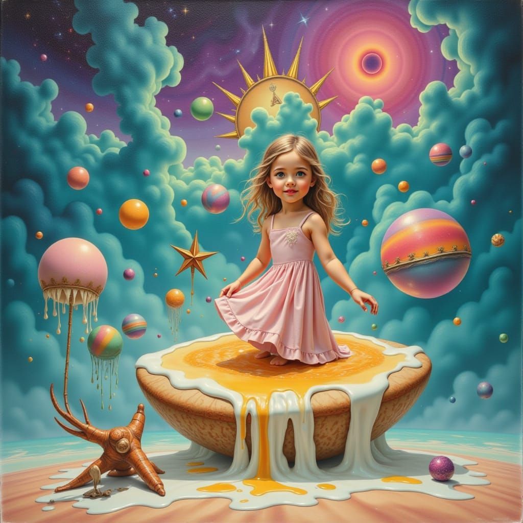 Whimsical Kidcore Girl in Dreamy Liminal Space