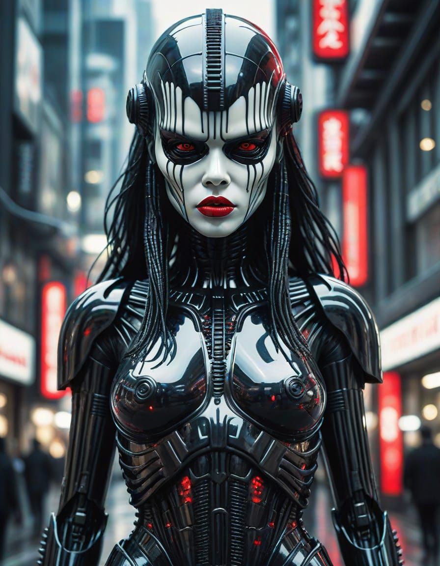 HR Giger Style Stormtrooper Woman in Hibiya Street