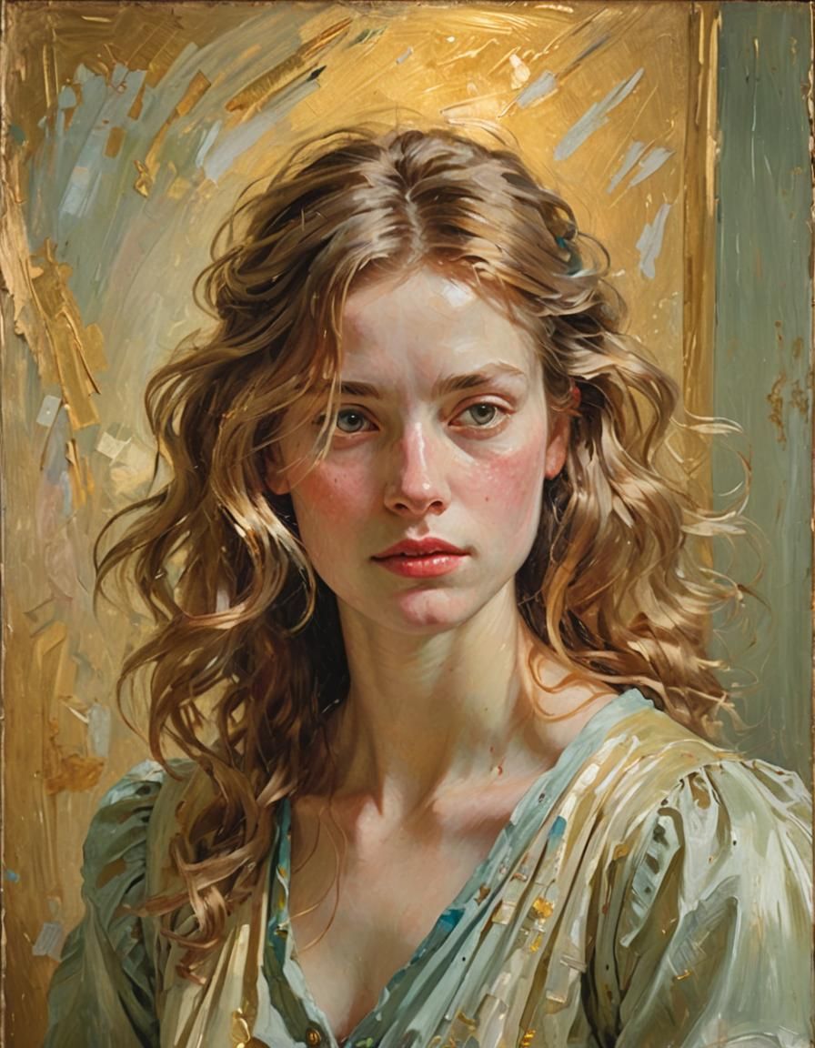 Impressionist Portrait of a Woman in Studio