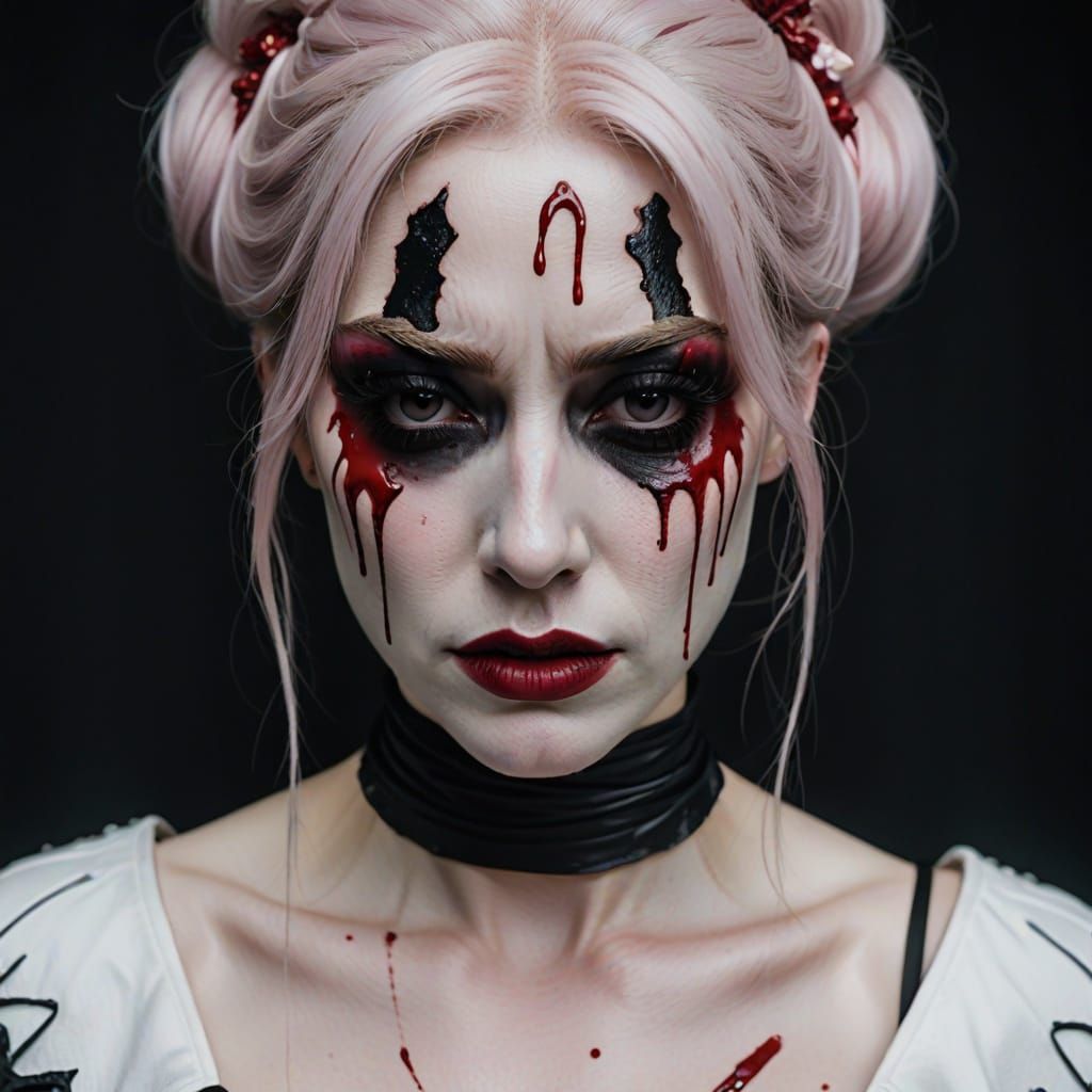 Crying Cosplay Girl with Smeared Mascara