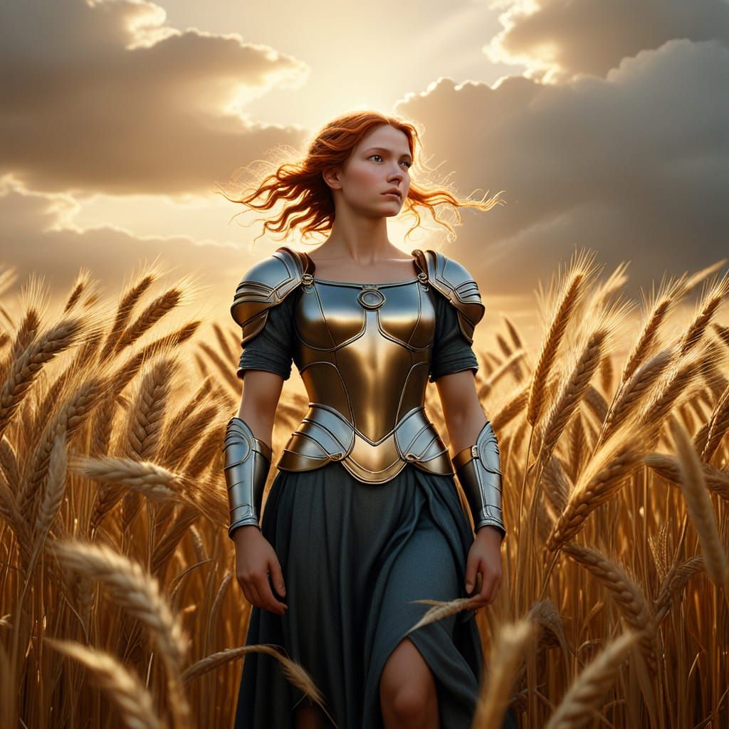 Classical Goddess of Wisdom in Golden Wheatfield