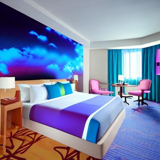 Vaporwave Hotel Room in Lo-fi Anime Style