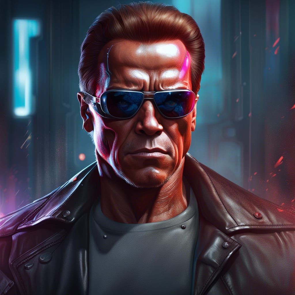 Terminator Portrait in Hyperdetailed Splash Art Style