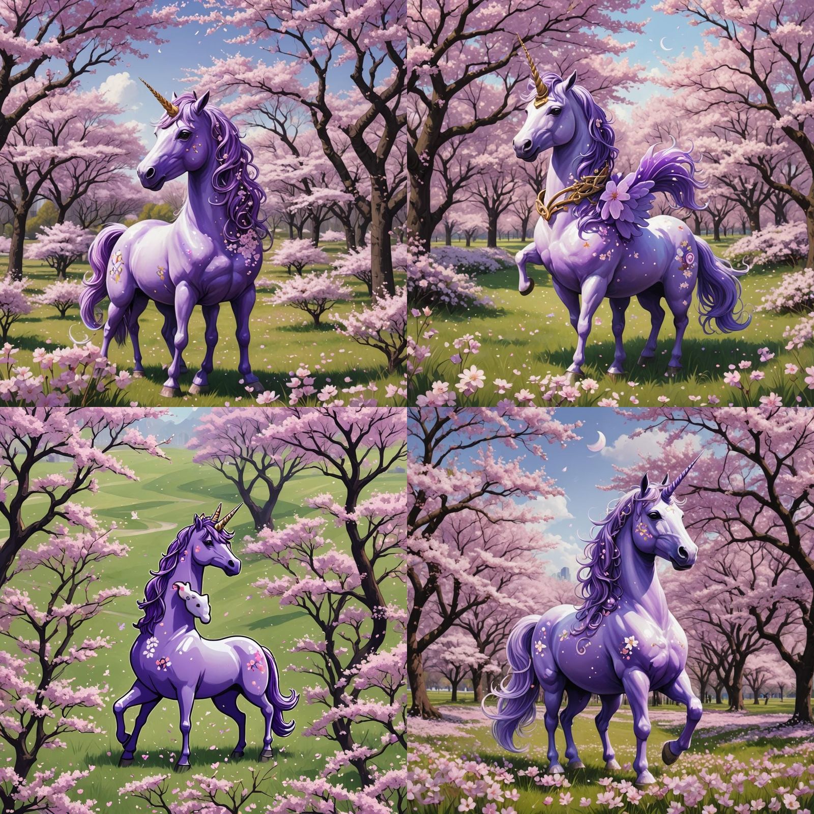 Purple Unicorn with Infinity Symbol in Blossoms