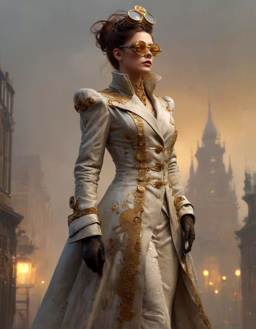 Steampunk Empress in Elegant City Attire