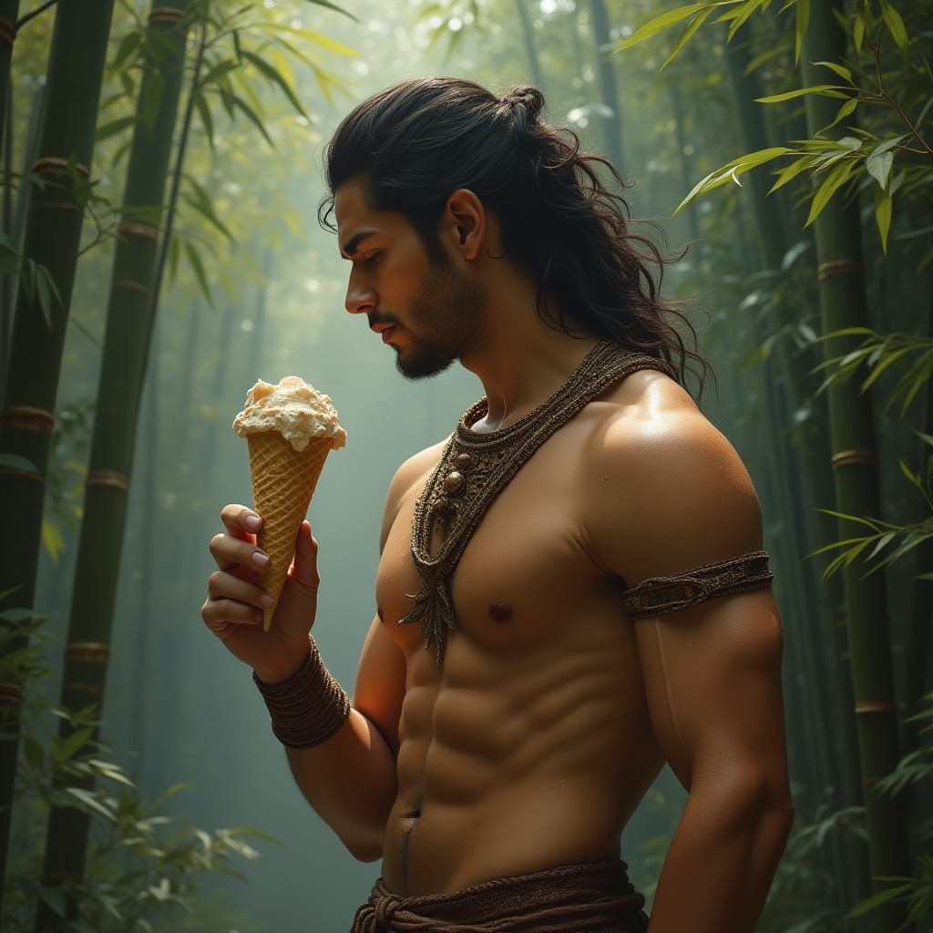 Warrior with Ice Cream in Renaissance Style