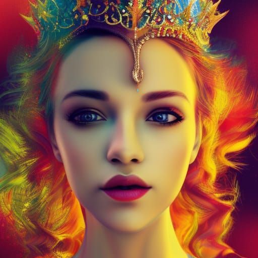 Rainbow Jeweled Crown on Beautiful Woman