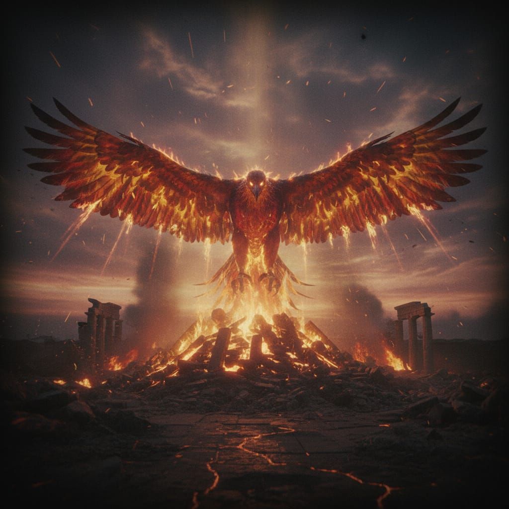 Phoenix Rises from Ashes Cinematic Film Still