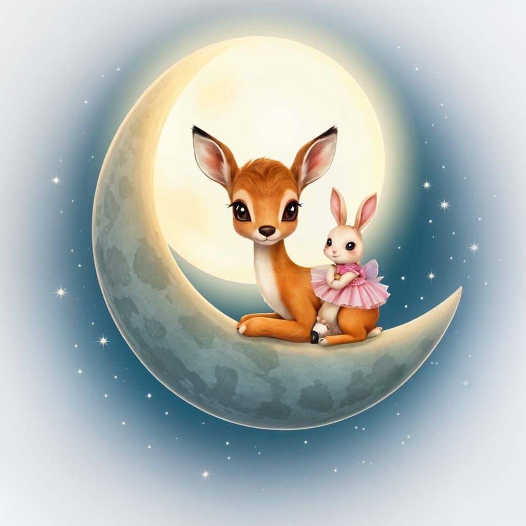 Whimsical Moonlit Forest Friends