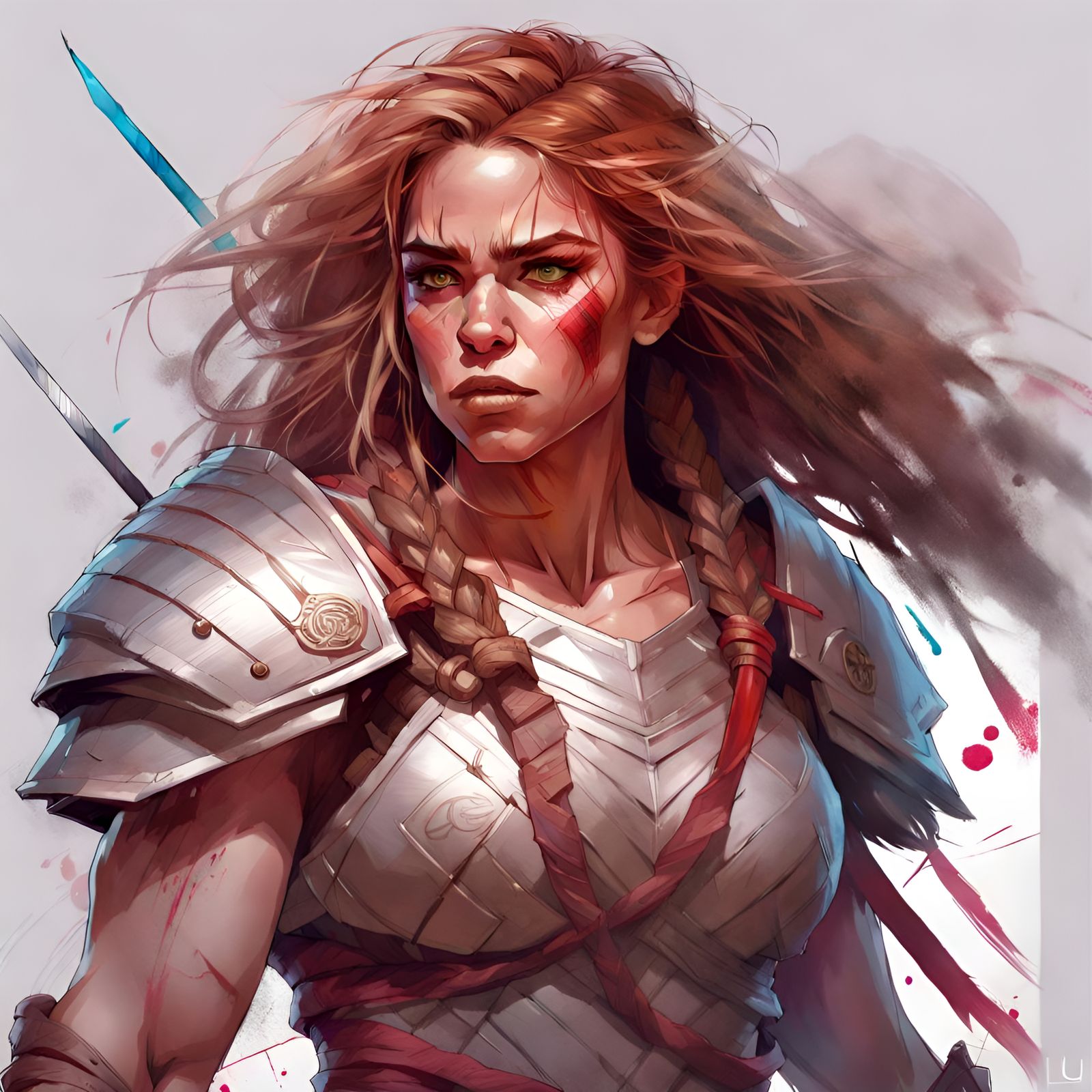 Muscular Hermione as Warrior: Detailed Digital Portrait