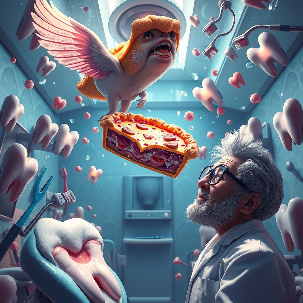 Flying Pie in Dental Surgery: Fantasy Concept Art