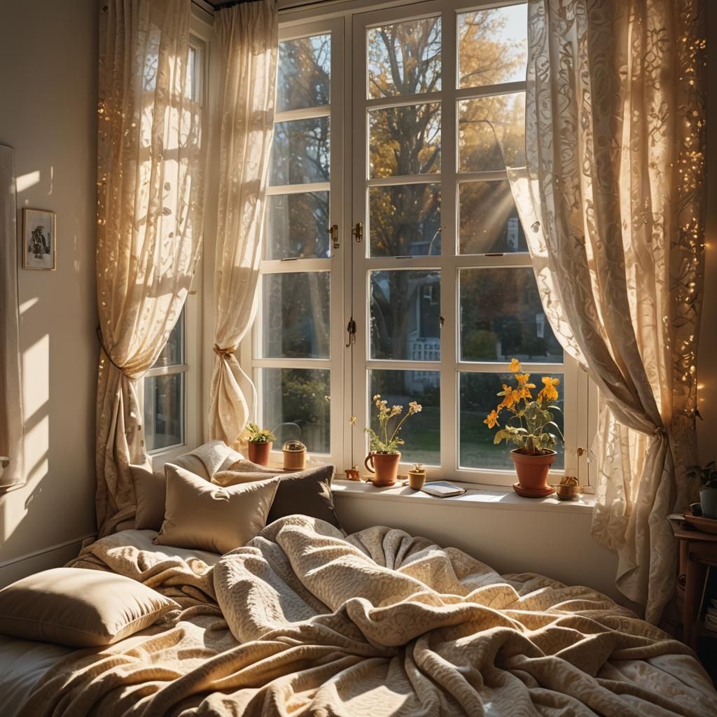 Cozy Room with Garden View in Detailed Matte Painting