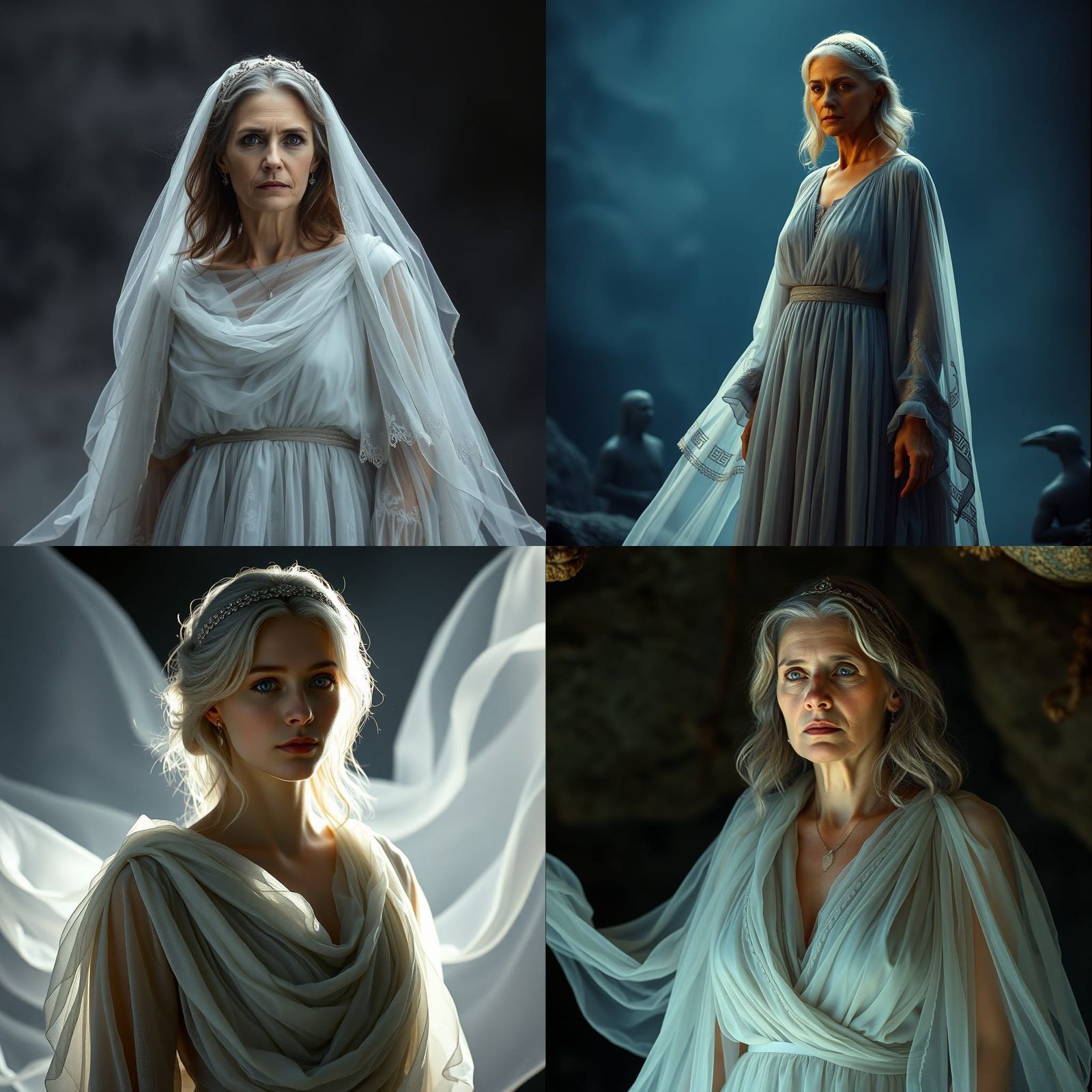 Ethereal Costume Design for Anticlea in Silvery Tones