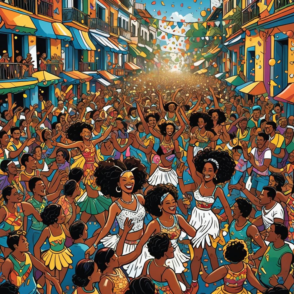Rio Carnival: Joyful Digital Illustration of Dancers