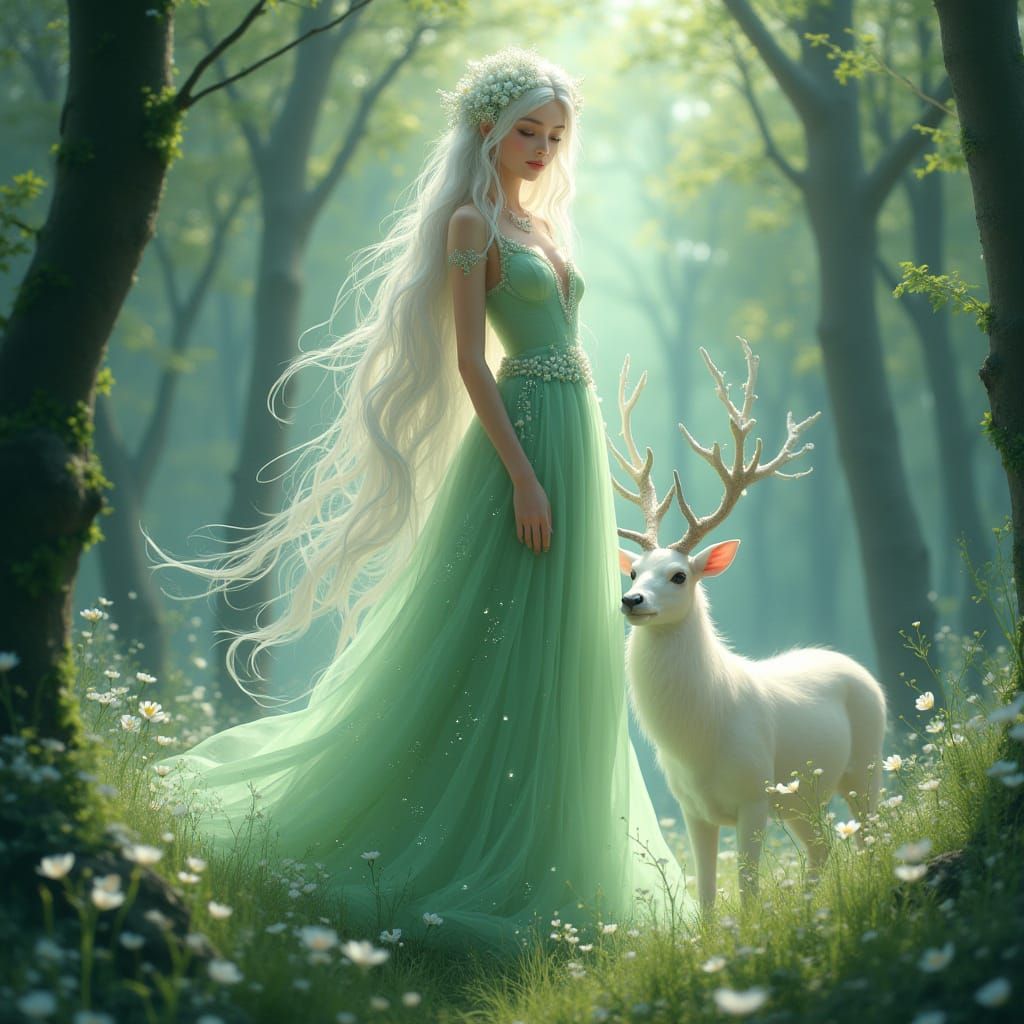 Queen of Blossoms in Ethereal Forest