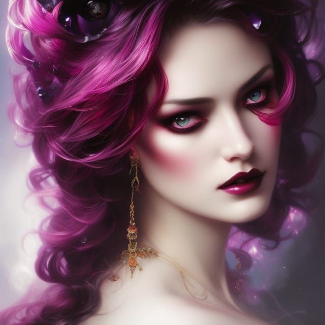 Gothic Enchantress Portrait in Art Nouveau Style