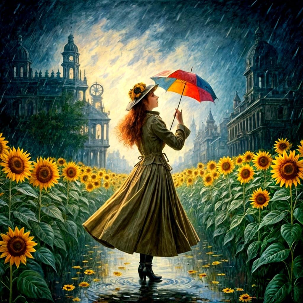 🎨🌻🌧️, **Stormpunk, Sunflowerpunk, Rainpunk**, Claude Monet, Pierre-Auguste Renoir, Edgar Degas.