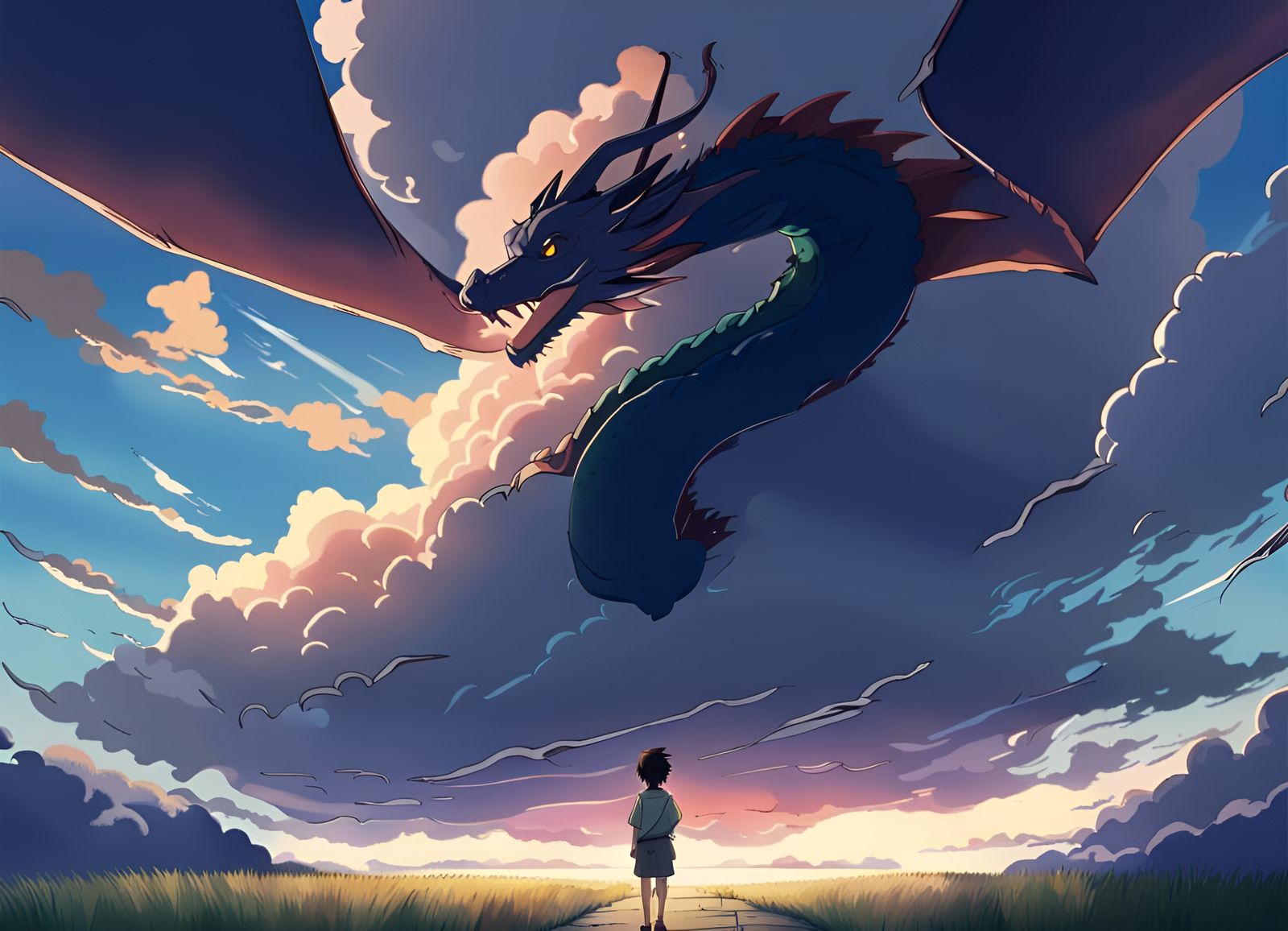 Dragon Cloud in Anime Key Visual Style