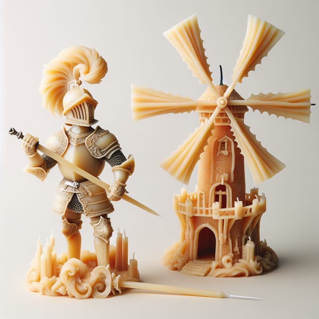 Candle Knight Battling Windmill: A Fantasy Art Duel