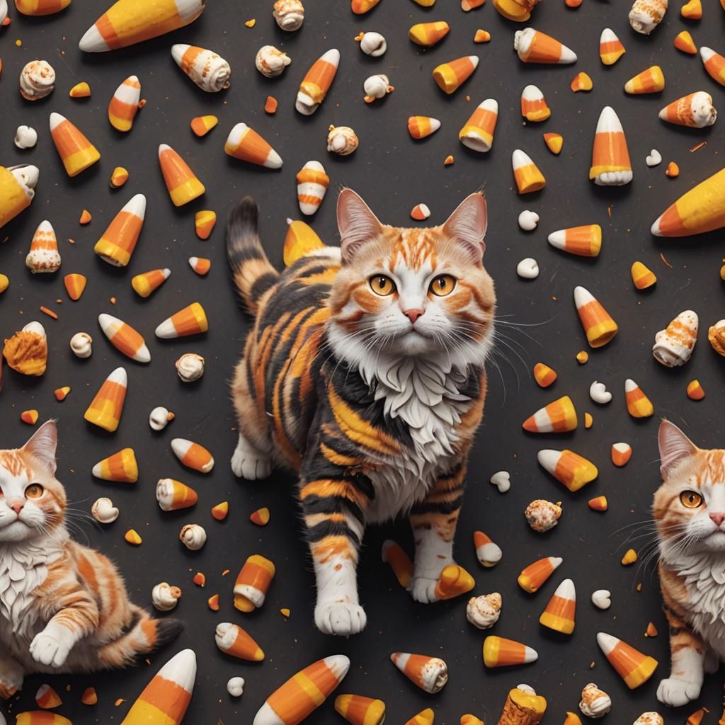 Candy Corn Cat Fantasy Concept Art