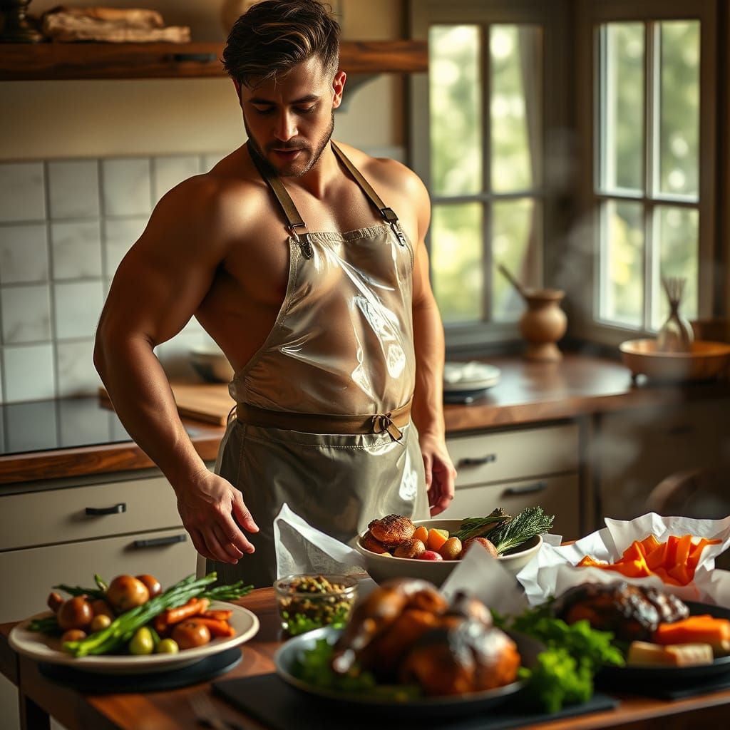 Roasted Chicken in Art Nouveau Style